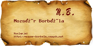 Mozsár Borbála névjegykártya